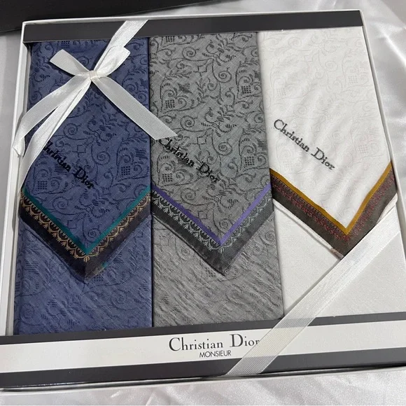 Dior Men's Handkerchief Set - Blue, Gray, White
